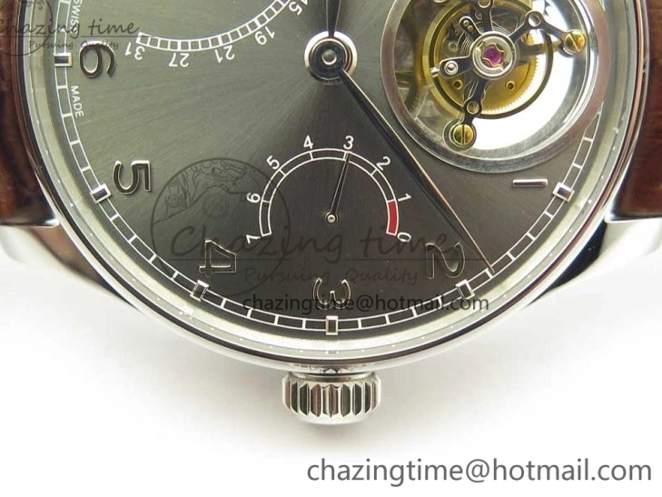 MIROTIME 0127 Lightweight Portuguese Tourbillon IW504602 SS ZF Best Edition Gray Dial on Brown Leather Strap 7177